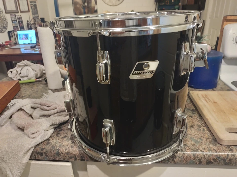 Juego de 2 Black Ludwig Rocker serie 16"" piso y 13"" Tom, números coincidentes, EXCELENTE Foto 2 de 4