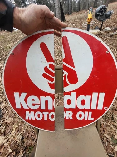 Cool vintage Kendall Motor Oils Painted Metal Double Sided Sign original gas oil