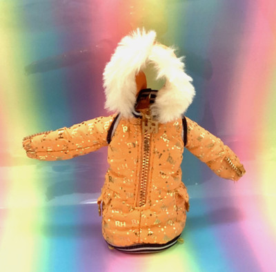   Rainbow High Puppenkleidung MOHNBLUMEN Winterpause MANTEL Fellkapuze wattiert orange  