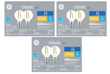 6 bulbs GE LED Decorative G16.5 Globe, 60 watt equivalent using only 5.5