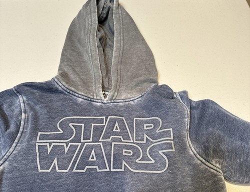Star Wars Gray Blue Distressed Hoodie Sweatshirt Youth Boys Medium - Picture 2 of 6