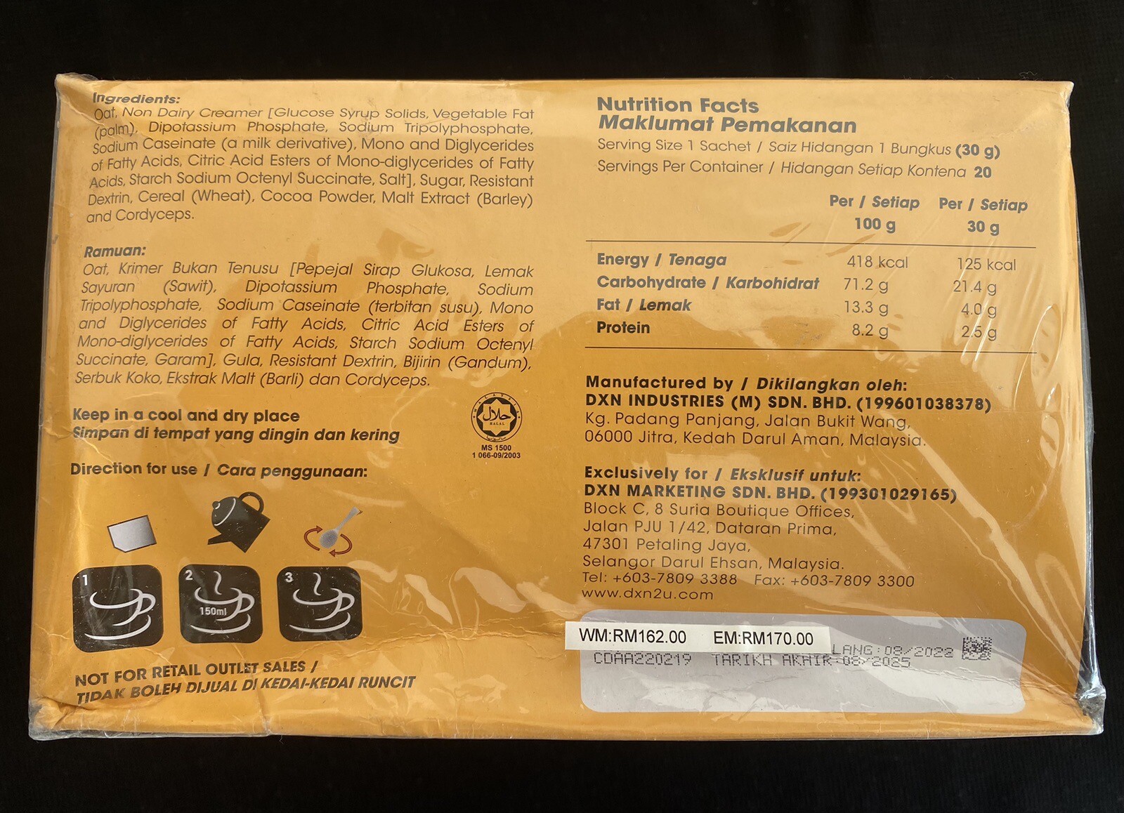 DXN Cordyceps Cereal solution digestion difficile et manque d'énergie pour seniors actifs