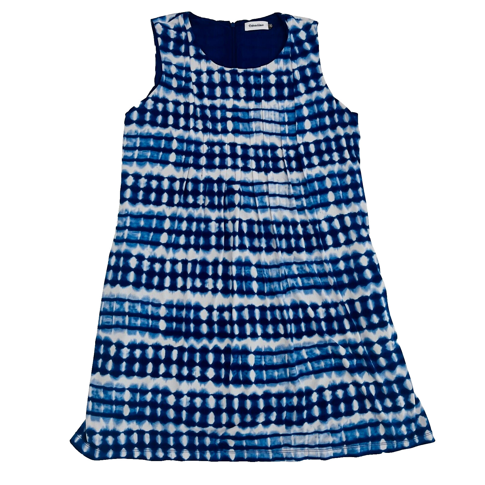 Calvin Klein Women 14 Blue Tie Dye Dress Beach Resort Cruise Pockets thumbnail 4