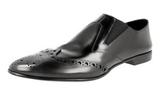 PRADA Leather Brogue Rubber Cap Loafer Dress Shoes Black - NEW -  US 11 EU 44