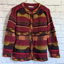 Peruvian Alpaca Collection Cardigan Sweater S Multicolor Southwestern Knit Boho