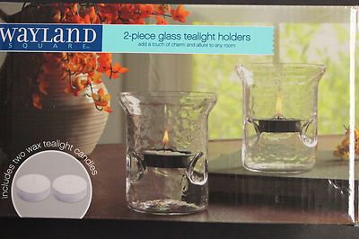  2 PIECE WAYLAND SQUARE 2-PIECE GLASS TEALIGHT HOLDERS 