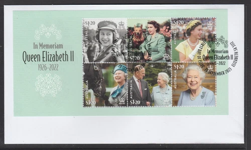 AUSTRALIA 2023 - QUEEN ELIZABETH II in Memoriam MINISHEET VF Used on FDC