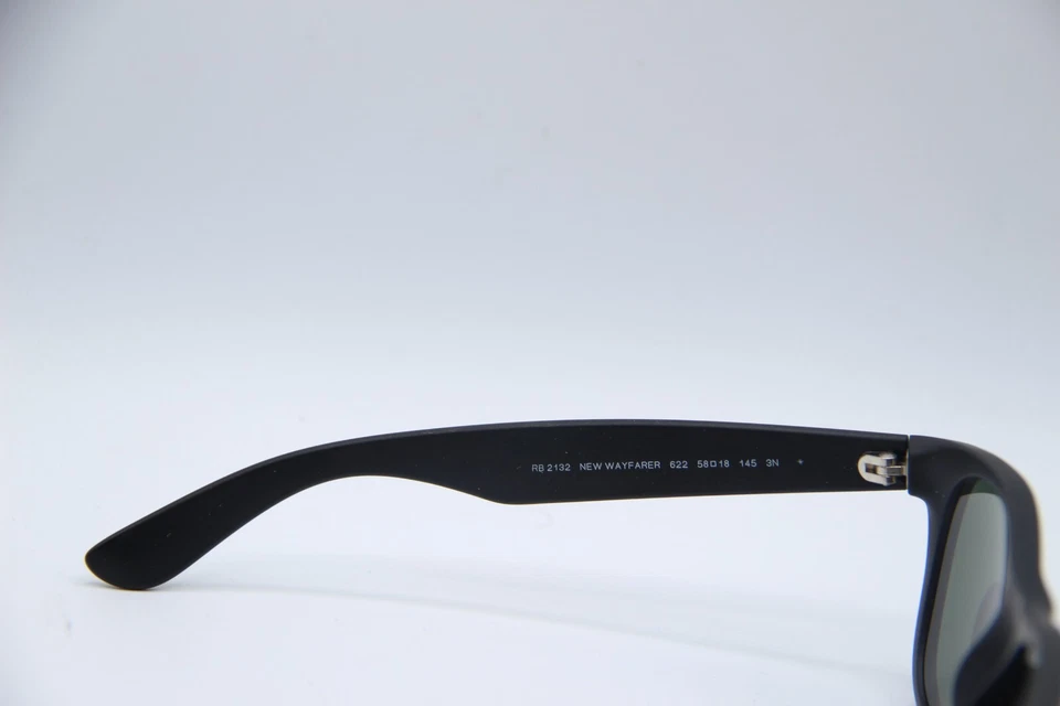 NUEVO RAY-BAN RB 2132 622 WAYFER NEGRO LENTE G-15 MARCOS AUTÉNTICOS GAFAS DE SOL 58-18 Foto 3 de 4