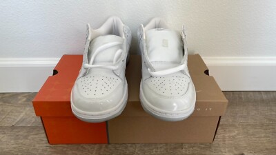 Nike Dunk Low Pro B White Neutral Grey Patent Leather Shoes