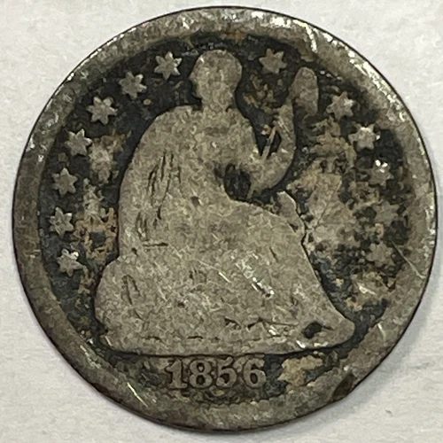 1856 Seated Liberty Half Dime Good G Coin #16097