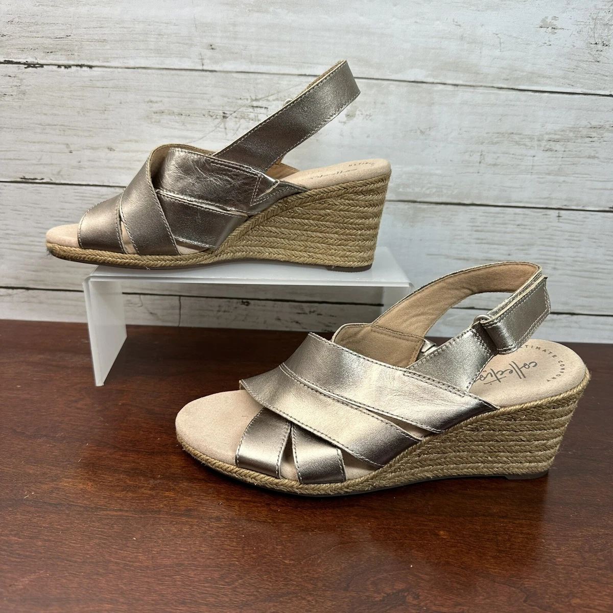 Would you rather go head-to-head with one human-sized shoe  Clarks Women\'s Gray Slingback Espadrilles main image 1