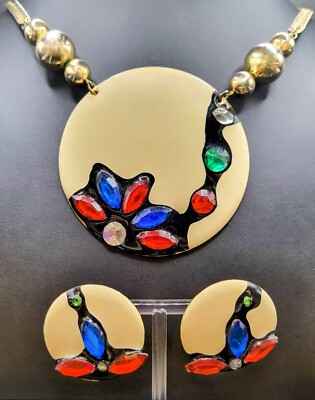 Vintage BIG '80s Necklace Earrings Set FASHIONISTA Runway 1980s EIGHTIES