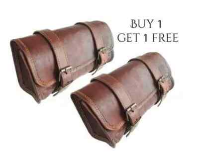 Saddlebags Motorcycle 2 Side Brown Leather Side Pouch Saddle Panniers 2 Bags