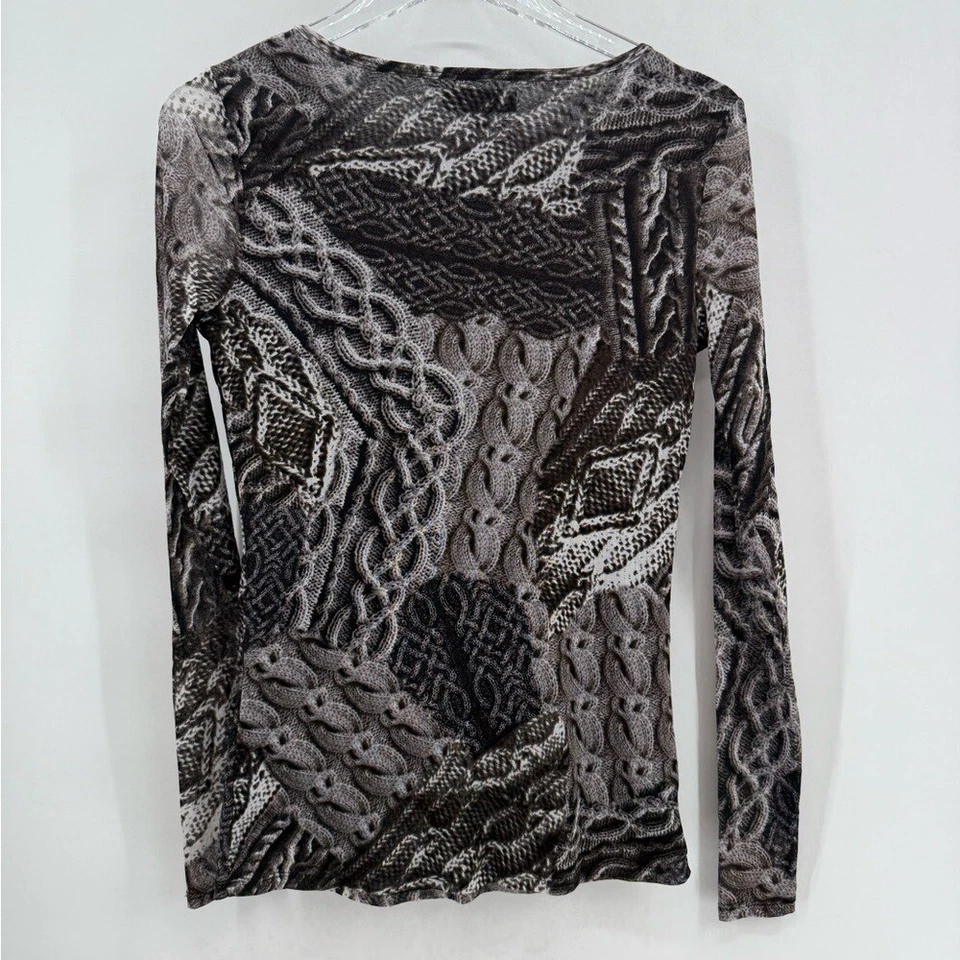 Vivienne Tam Stretch Doble Micro Malla Estampado Abstracto Nylon Top Talla Pequeña Foto 2 de 4