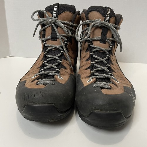 Salewa Hiking Trail Trainer Boots Gore Tex Mens 13 Nubuk Alpine Brown Shoes GTX - Picture 3 of 16
