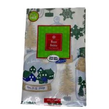Happy Holiday Rustic Pine Trees Christmas Vinyl Tablecloth 60 in x 84 in