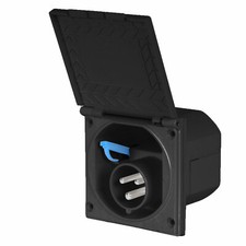 CEE Aussensteckdose Einspeisestecker schwarz 240V 16A 3 polig IP44 Wasser gesch.