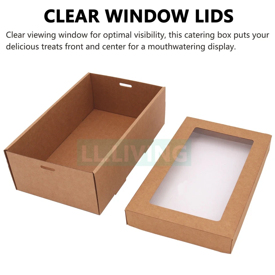 Catering Grazing Boxes Tray w/Windows Disposable Takeaway Paper Cake Boxes Brown - image 4 of 4