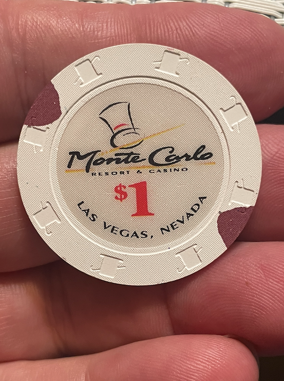 (UNCIRCULATED) 1 MONTE CARLO CASINO CHIP POKER CHIP LAS VEGAS NEVADA