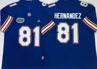Aaron Hernandez MEN Stitched Jersey Blue/White/Orange