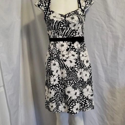 Spense платье, размер 8, черно-белые цветы, ретро стиль - Изображение 3 из 4