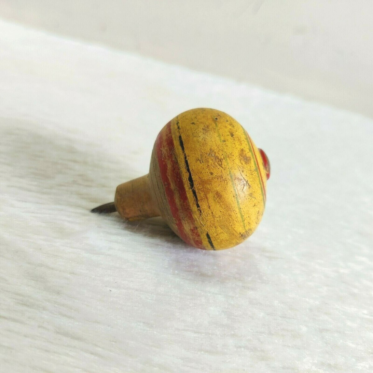 OldHoney 58℃ tops 19c Vintage Handmade Lacquered Colorful Wooden Spinning Top