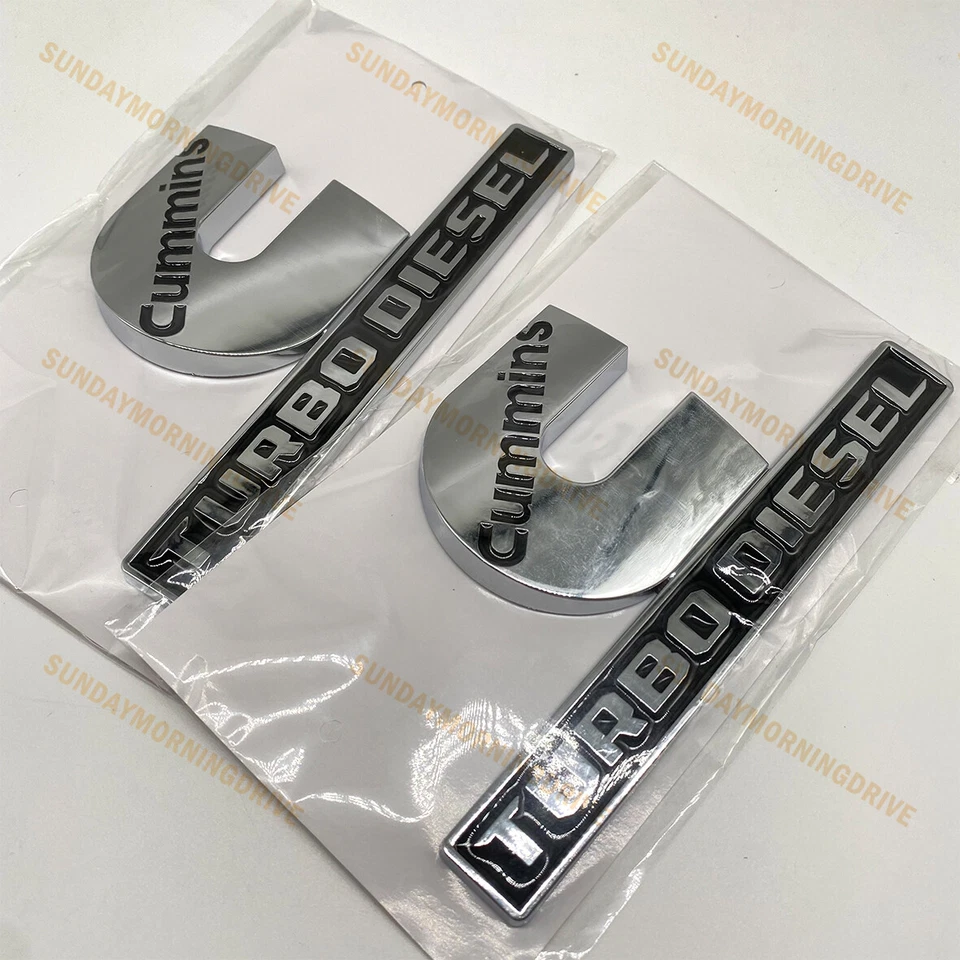 2X Cummins Turbo Diesel Emblems For RAM 2500 3500 Fender Nameplates 55078116AA Foto 2 de 4