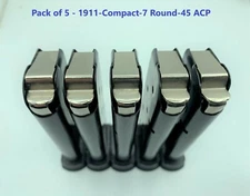 Pack of 5 1911 COMPACT/ OFFICER Magazine 7 Round 45 ACP Fit Colt Springfield etc