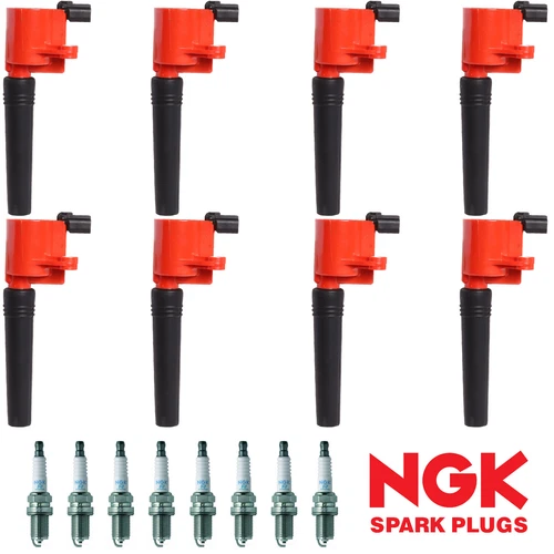8X Ignition Coil & 8pcs NGK Ni-Co Spark Plug for 02-04 Ford Thunderbird V8 3.9L