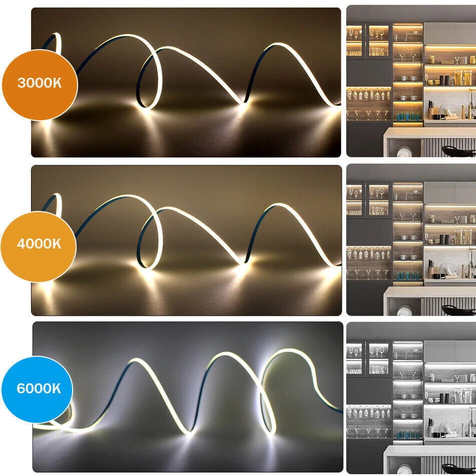 3mm 5mm 8mm COB LED strip light Tape light 384LEDs/m High Density RA90 light bar - Image 2 of 4