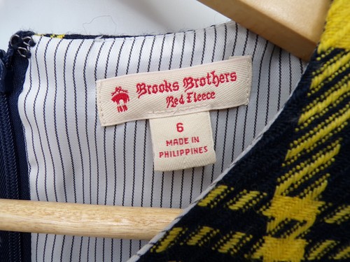 Brooks Brothers Red Fleece Navy/Yellow Plaid Wool Blend Sheath Dress Size 6 - Picture 4 of 5