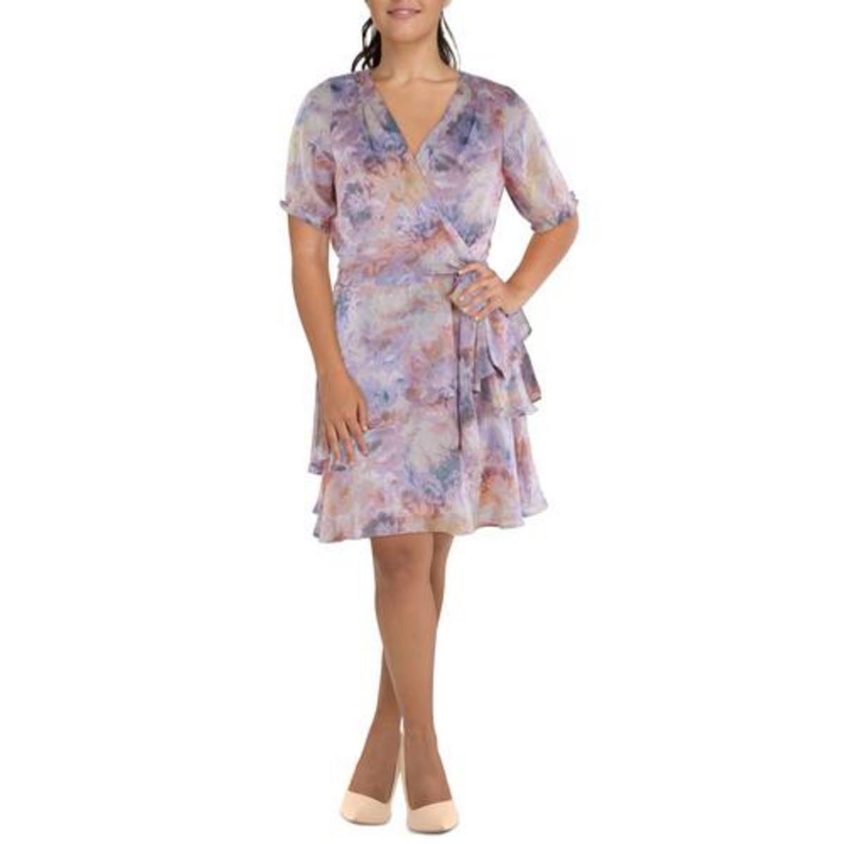 Летнее миди-платье Tahari ASL Womens Shadow Stripe Midi Fit & Flare Plus BHFO 4297