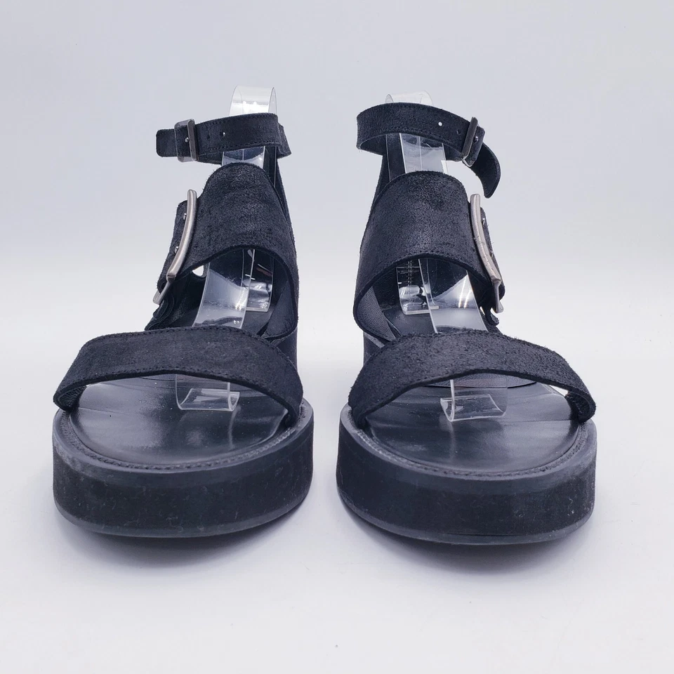 Sandalia Helmut Lang 3 correas plataforma cuero negra para mujer talla EU 38 US 8 Foto 2 de 4