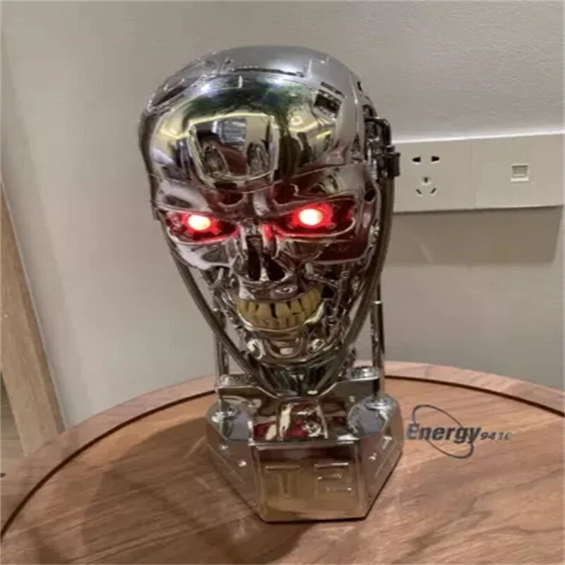 Terminator T2 Arnold T800 1:1 Endoesqueleto Calavera Busto Estatua Resina LED Ojos NUEVO Foto 2 de 4