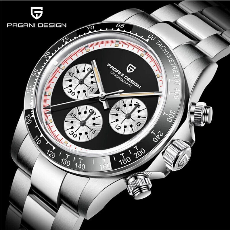 PAGANI DESIGN ブラック/レッド/ホワイト Amazon.com: Pagani Design 1701 V3 Men's Chronograph Quartz
