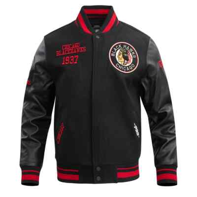 NHL Chicago BlackHawks Retro Classic Men's Rib Wool Varsity Jacket