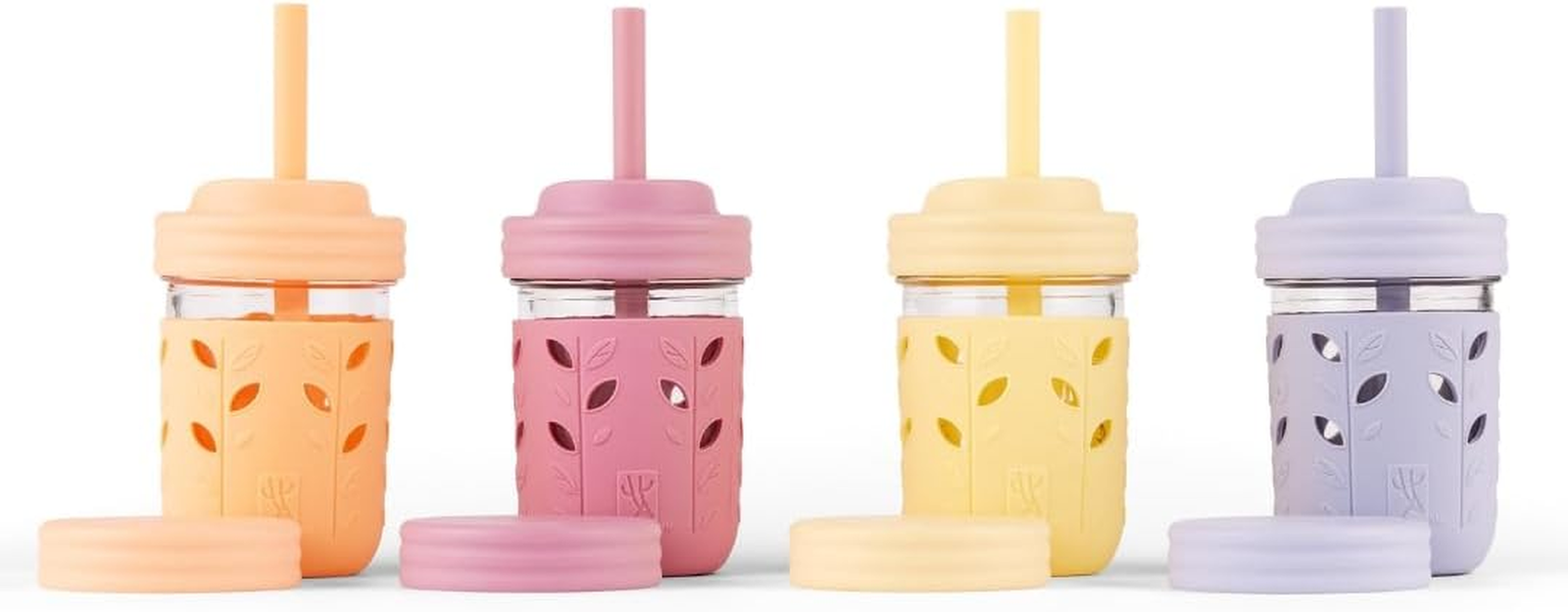 Kids & Toddler Cups | the Original Glass Mason Jars 8 Oz with Silicone Sleeves &