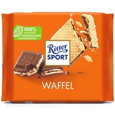 RITTER SPORT WAFFLE MILK CHOCOLATE BAR | 100g | IMPORTED (Waffel) BB 23.4.26