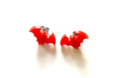 Fledermaus Ohrstecker Ohrringe Rot Mit 316L Chirurgenstahl & Schmetterling Back