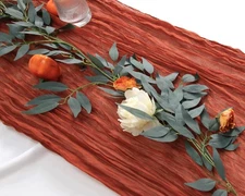3 Pack 160 inch Terracotta Table Runners -13.3ft Fall Orange Cheesecloth Gauz...