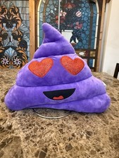Almohada de felpa emoji de caca púrpura ojos de corazón brillo rojo suave relleno emoticono
