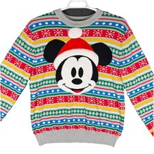 Disney Mickey Mouse Christmas Sweater Holiday Knit Pullover Festive Ugly Medium