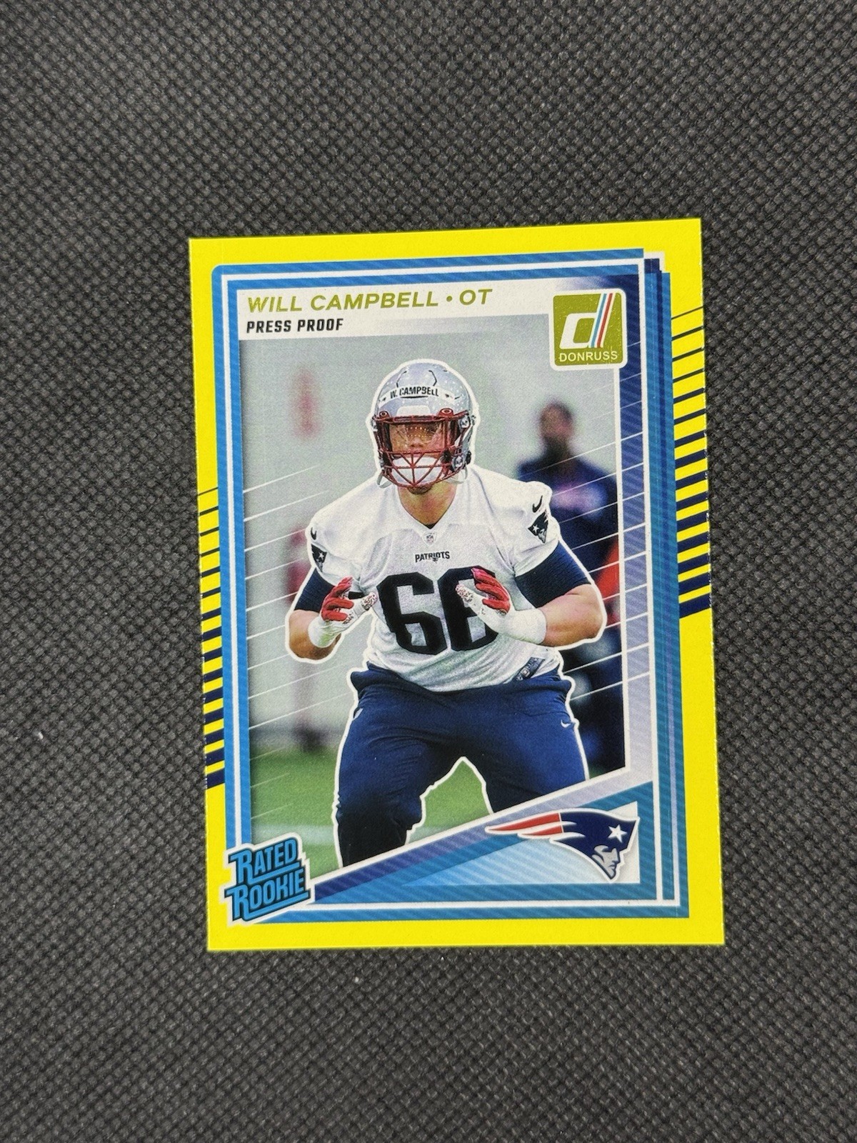 Will Campbell 2025 Panini Donruss-Rated Rookie Yellow press proof (RC)