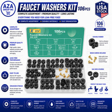 106 PCS Faucet Washer Assortment Kit, Flat and Beveled Rubber Washers for Outdoo