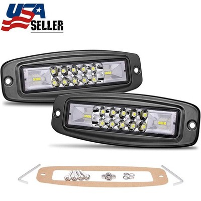 2x6Inch 200W Flush Mount LED Work Light Bar Pods Off Road Driving Fog Lamp 6500K