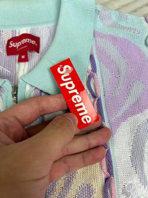 Supreme Abstract Textured Zip Up Polo Men SZ M | eBay