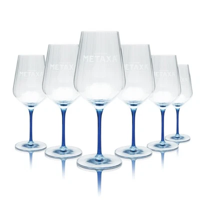 6x Metaxa Glas Brandy Gläser Relief Cocktail Stielglas Kontur Longdrink Griechen