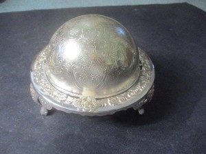 Vintage Silver Plated Mayell Caviar / Butter Dish Roll Top Dome England