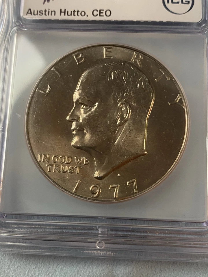 1977 -D Eisenhower Dollar ICG MS-67 Austin Hutton Signed Slab -GEM-FREE SHIPPING - Image 2 of 4
