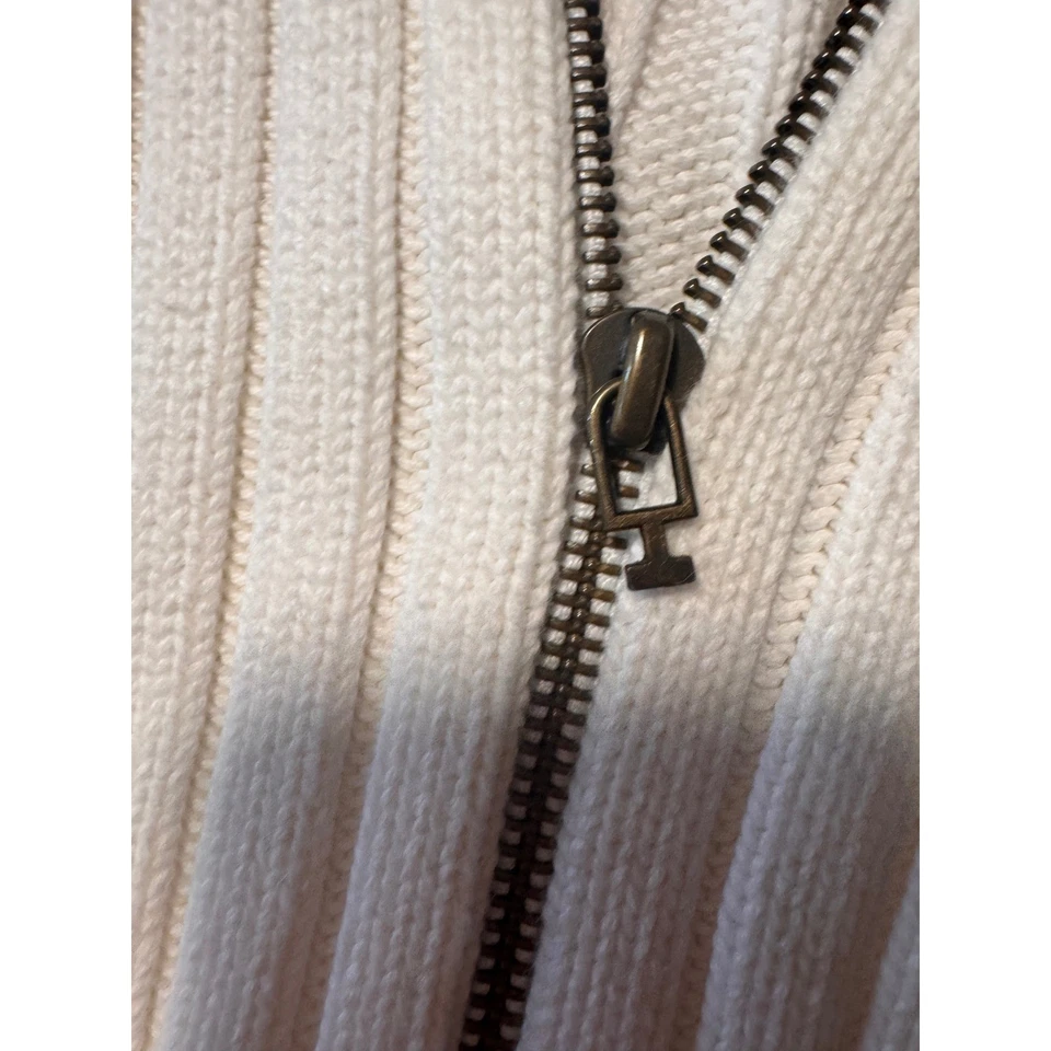 Suéter Tommy Hilfiger Para Hombres XL Crema Acanalado Cremallera Completa Cuello Simulado Algodón Foto 4 de 4